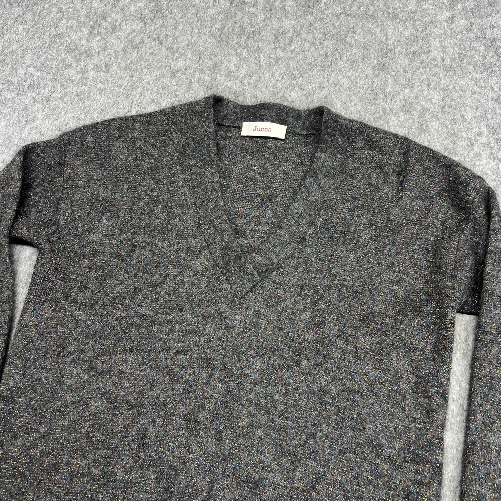 Jucca Sweater Womens Small Gray Mohair Blend V Neck Knit Pullover Made Italy‎ - Picture 3 of 16